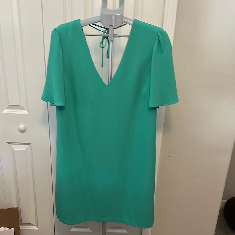 Elegant Green V-Neck Dress Charles Henry